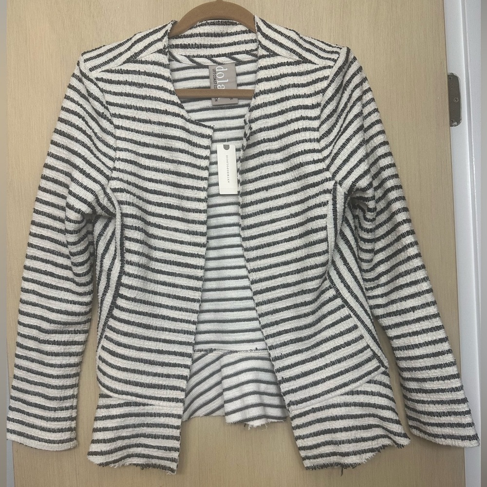 Anthropologie Dolan Left Coast Collection striped open-front peplum knit blazer